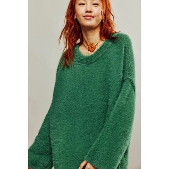 Free People Harrison Bunny Fuzzy Pullover Crewneck Sweater - Picture 1 of 7
